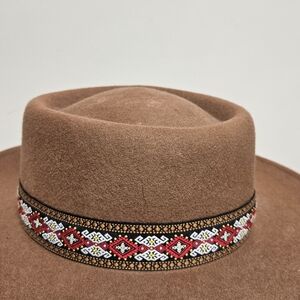 ADORA Brown Felt Boater Cowboy Hat with Satin Trim